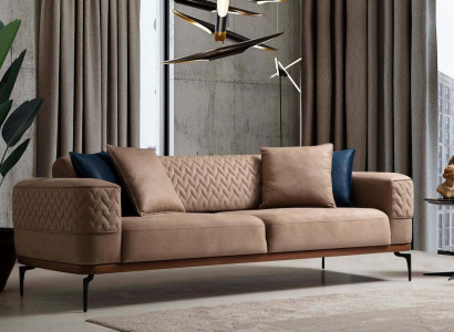 Luxus Sofa Design Dreisitzer Moderne Couch Taupe Couchen Möbel Polster Loft Neu